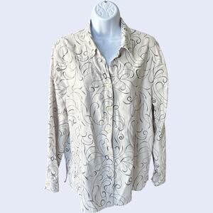 Vintage L Boho Shirt Cream Black Regular